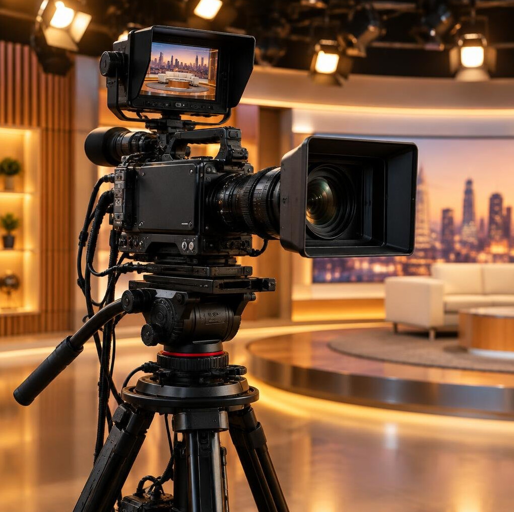 Professional film and broadcast camera on a set