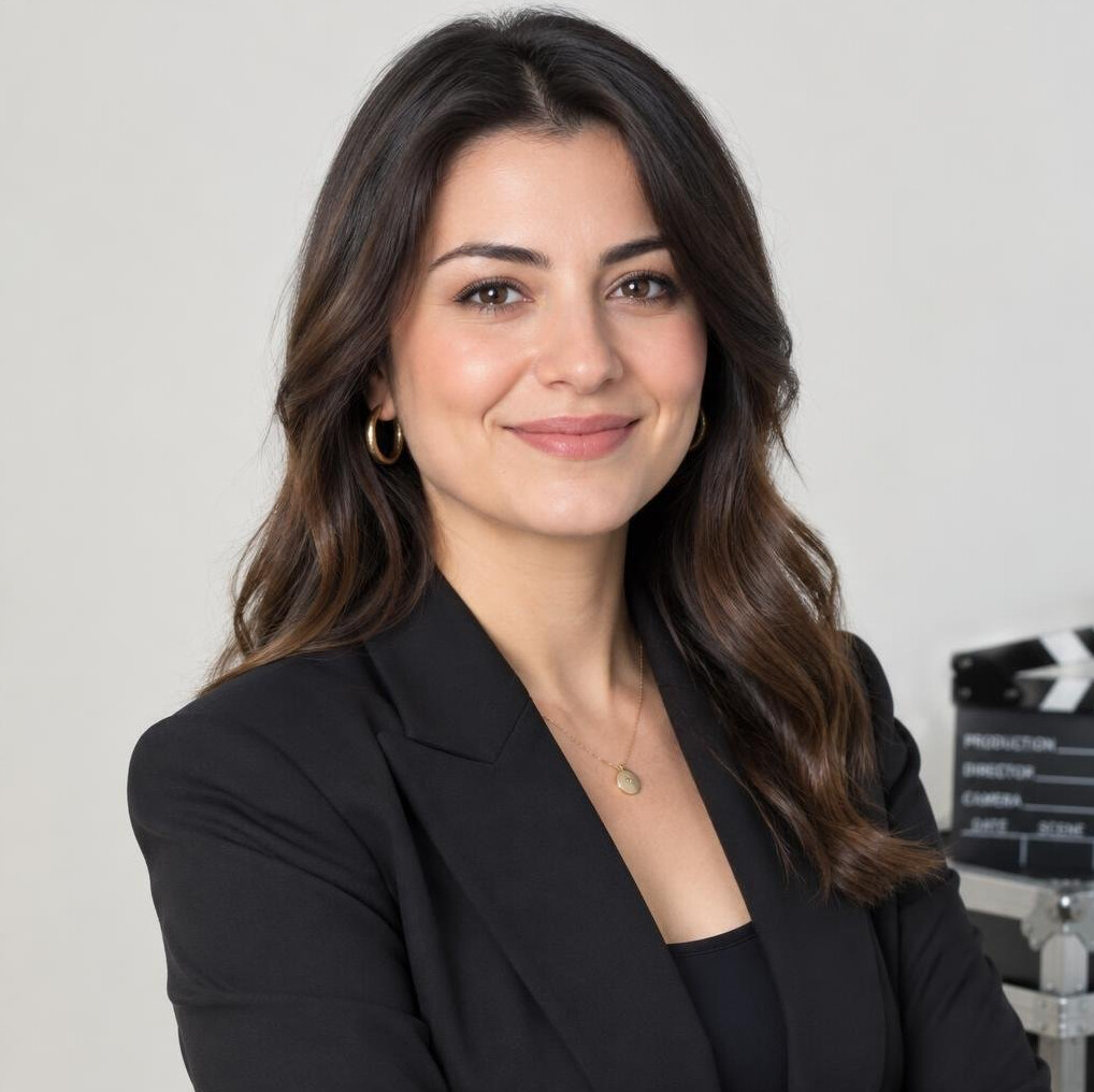 Female production coordinator smiling in a professional setting